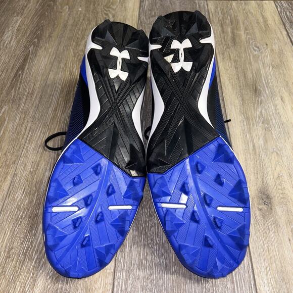 Under Armour Mens Size 13 Baseball Cleats 1297317-001 Blue Black Sneaker Shoes - Picture 10 of 11